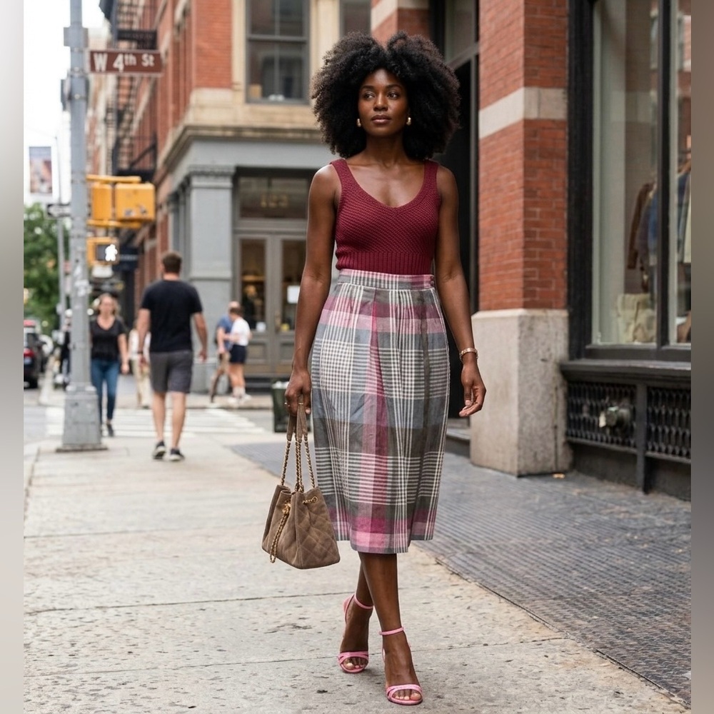 VINTAGE PLAID STATEMENT SKIRT